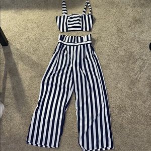 Stripped high wasted pants set (Brand new!)